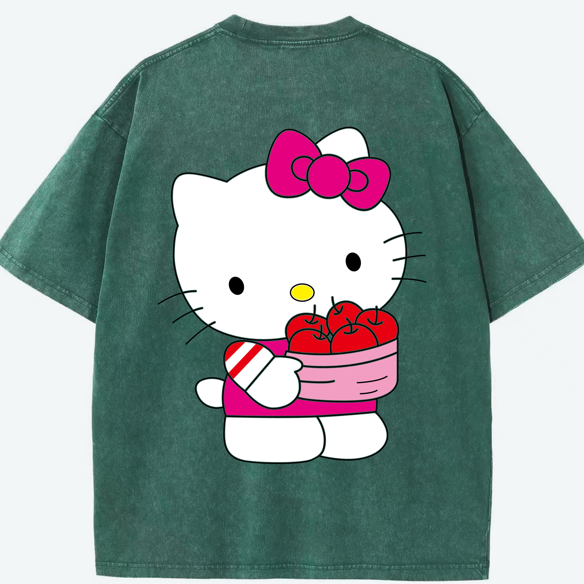 （画像用） Hello Kitty ハローキティ 綿100% ヴィンテージ風 半袖Tシャツ（背面プリント）